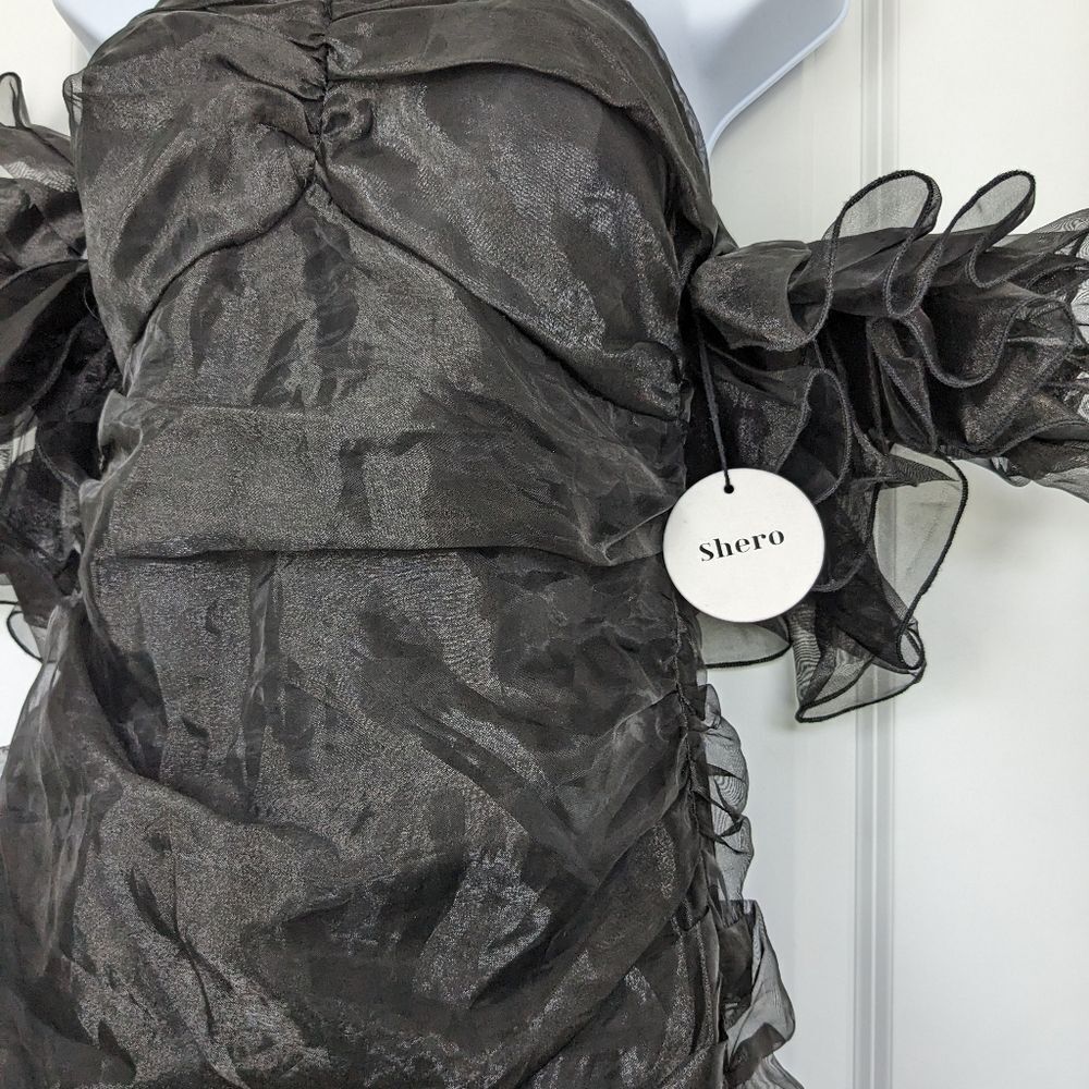 Shero New Formal Black Cocktail Mini Dress Size Large - Picture 4 of 5